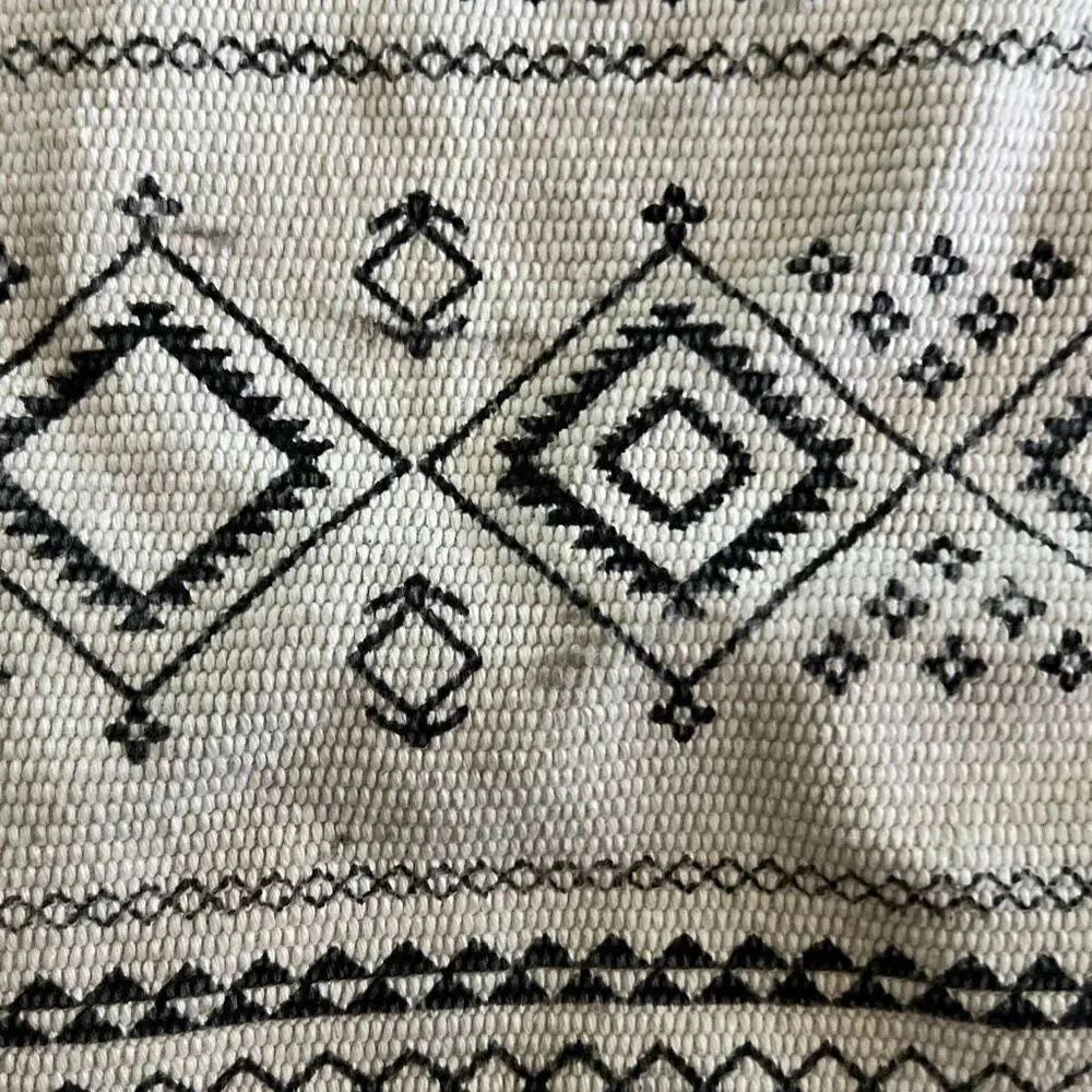 Boho Decorative Pillow Cover – Black & White Geometric with Tassels
